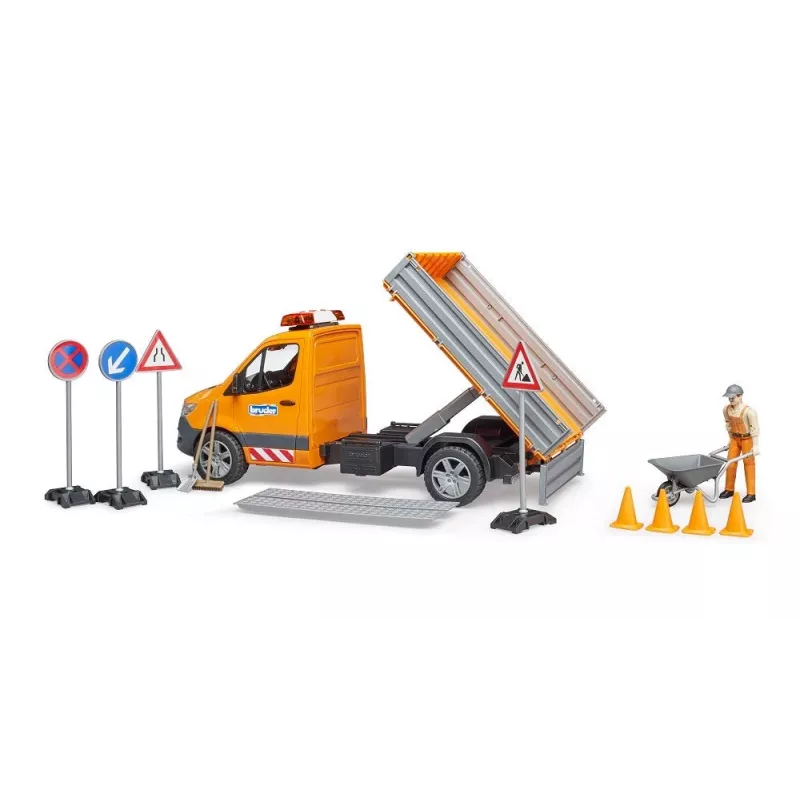 BRUDER MB Sprinter Municipal ar gaismas un skaņas moduli, oranžs, mērogs 1:16
