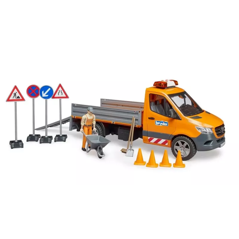 BRUDER MB Sprinter Municipal ar gaismas un skaņas moduli, oranžs, mērogs 1:16