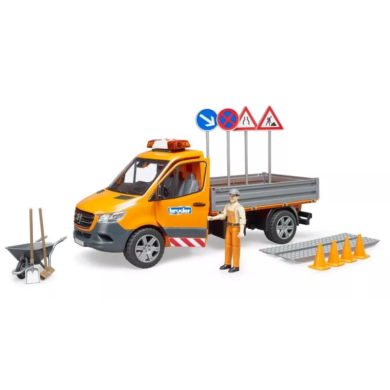 BRUDER MB Sprinter Municipal ar gaismas un skaņas moduli, oranžs, mērogs 1:16
