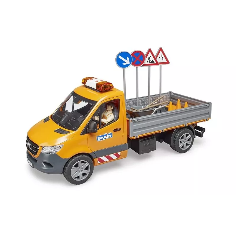 BRUDER MB Sprinter Municipal ar gaismas un skaņas moduli, oranžs, mērogs 1:16