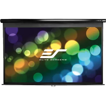 Elite Screens Manual Series M106UWH 106 inch 16:9 Manuāli nolaižams projekcijas ekrāns ar MaxWhite 1.1 pastiprinājumu, balts korpuss