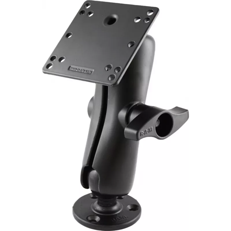 RAM Mounts Smagās slodzes ierīču montāžas komplekts ar D izmēra lodi, apaļo pamatni, vidējo dubultligzdas roku un VESA plāksni (RAM-D-101U-246)