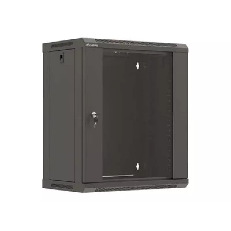 LANBERG WF03-5312-10B 19 inch Sienas stiprinājuma skapis 12U 540x350 Plakanais iepakojums ar stikla durvīm Melns