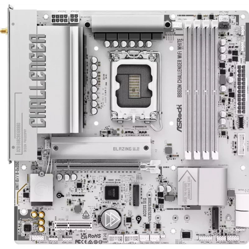 ASRock B860M Challenger WiFi White LGA1851 Micro-ATX DDR5 mātesplate