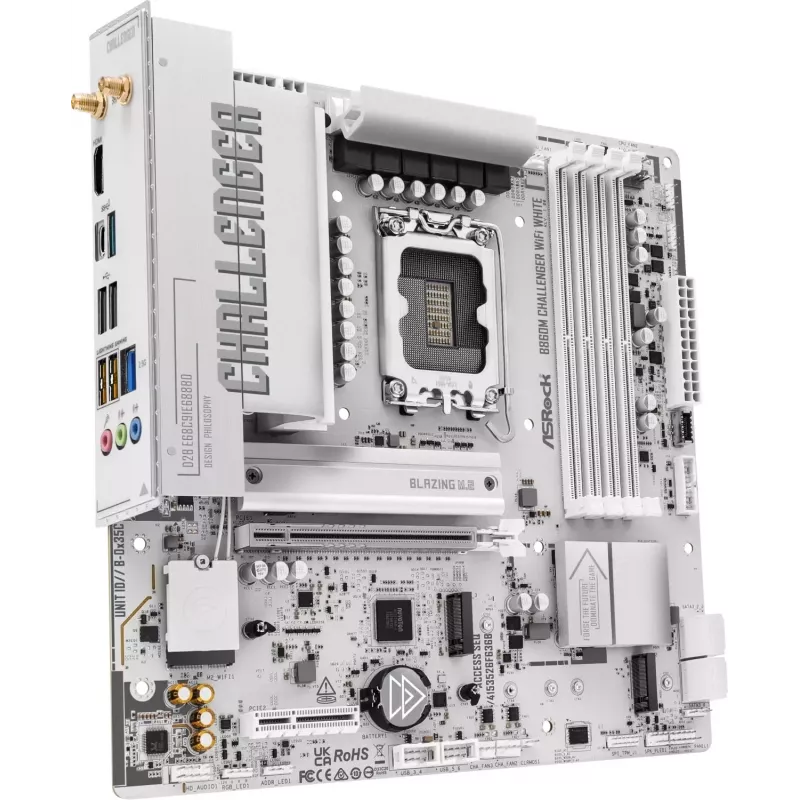 ASRock B860M Challenger WiFi White LGA1851 Micro-ATX DDR5 mātesplate