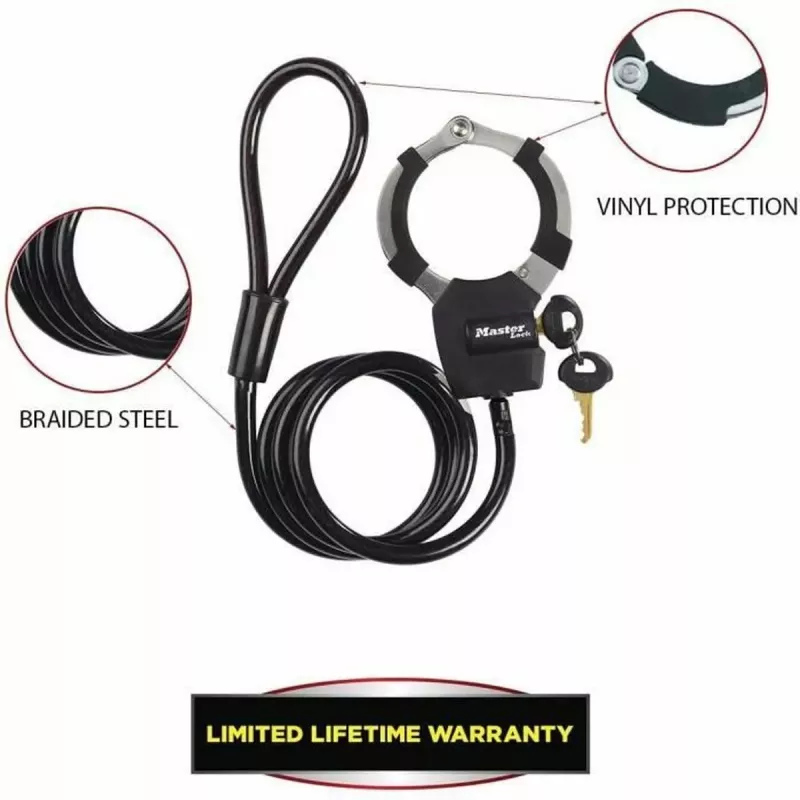 Master Lock Street Cuff Atslēgas Kabeļslēdzene - Melna - 1000 mm - 8 mm