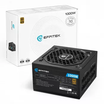 EFFITEK Barošanas bloks 1000W Gold ATX 3.1, PCIe 5.1 Modulārs kabelis