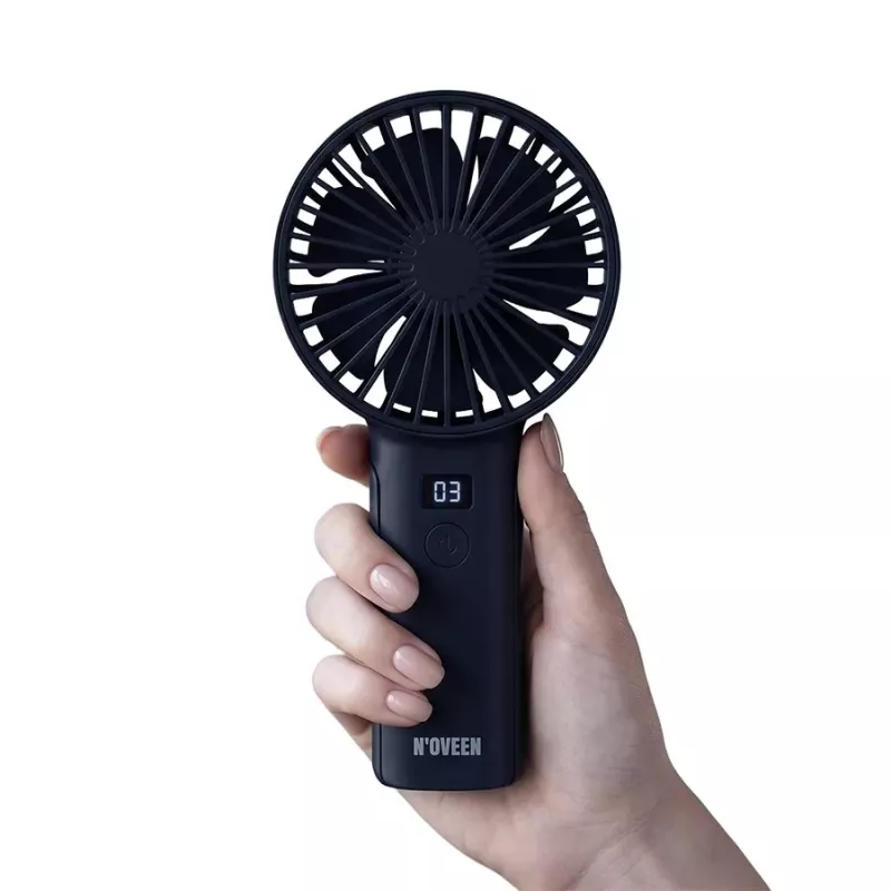 N'OVEEN F120 pārnēsājams rokas un galda ventilators ar uzlādējamu akumulatoru, USB, 1200 mAh, 3 ātrumi, balts