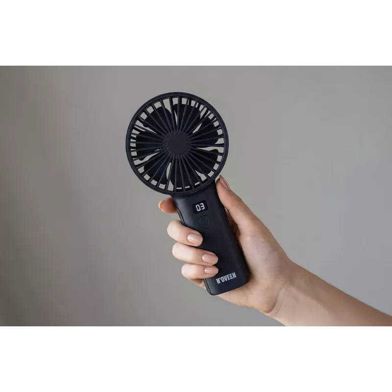 N'OVEEN F120 pārnēsājams rokas un galda ventilators ar uzlādējamu akumulatoru, USB, 1200 mAh, 3 ātrumi, balts