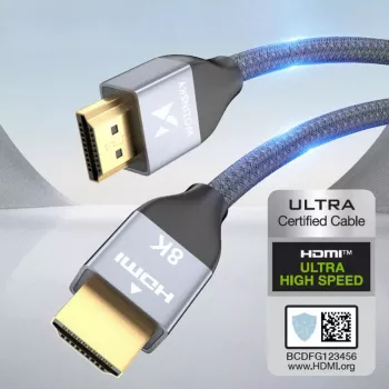 Wozinsky HDMI 2.1 kabelis 8K 60Hz 48Gbps / 4K 120Hz / 2K 144Hz 2m Sudraba (WHDMI-20)