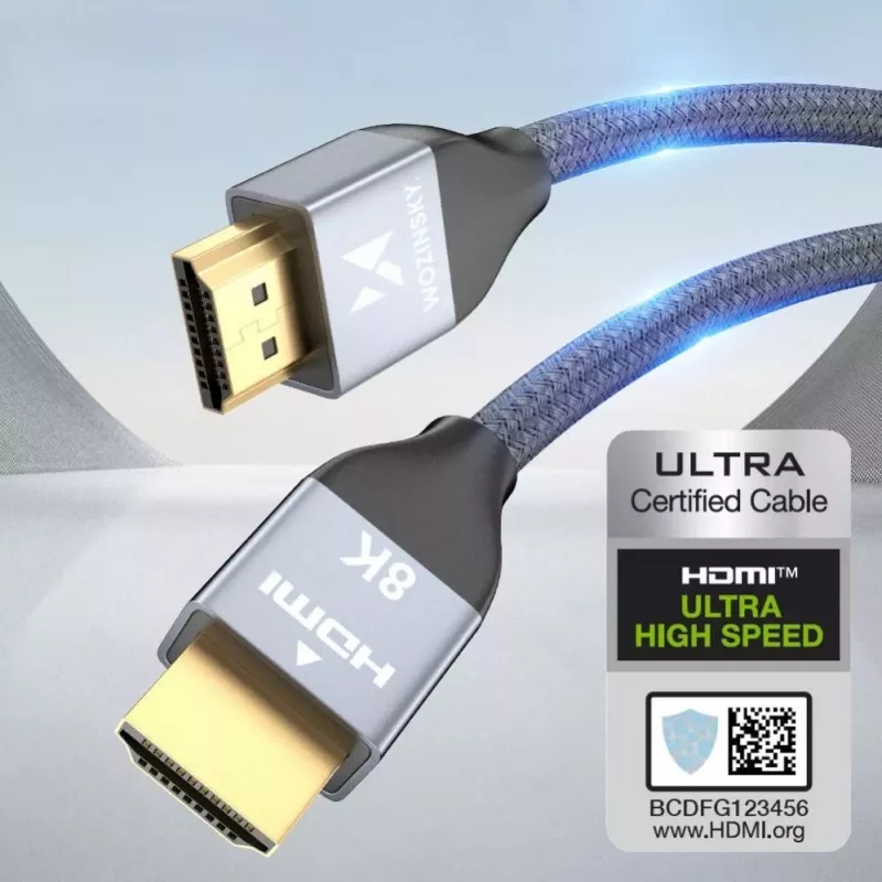 Wozinsky HDMI 2.1 kabelis 8K 60Hz 48Gbps / 4K 120Hz / 2K 144Hz 2m Sudraba (WHDMI-20)