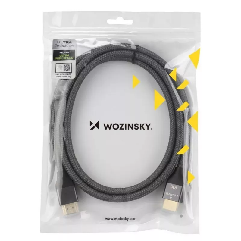 Wozinsky HDMI 2.1 kabelis 8K 60Hz 48Gbps / 4K 120Hz / 2K 144Hz 2m Sudraba (WHDMI-20)