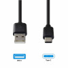 Emporia DATA-TC-GNG-B USB-A uz USB-C kabelis 1 m Melns