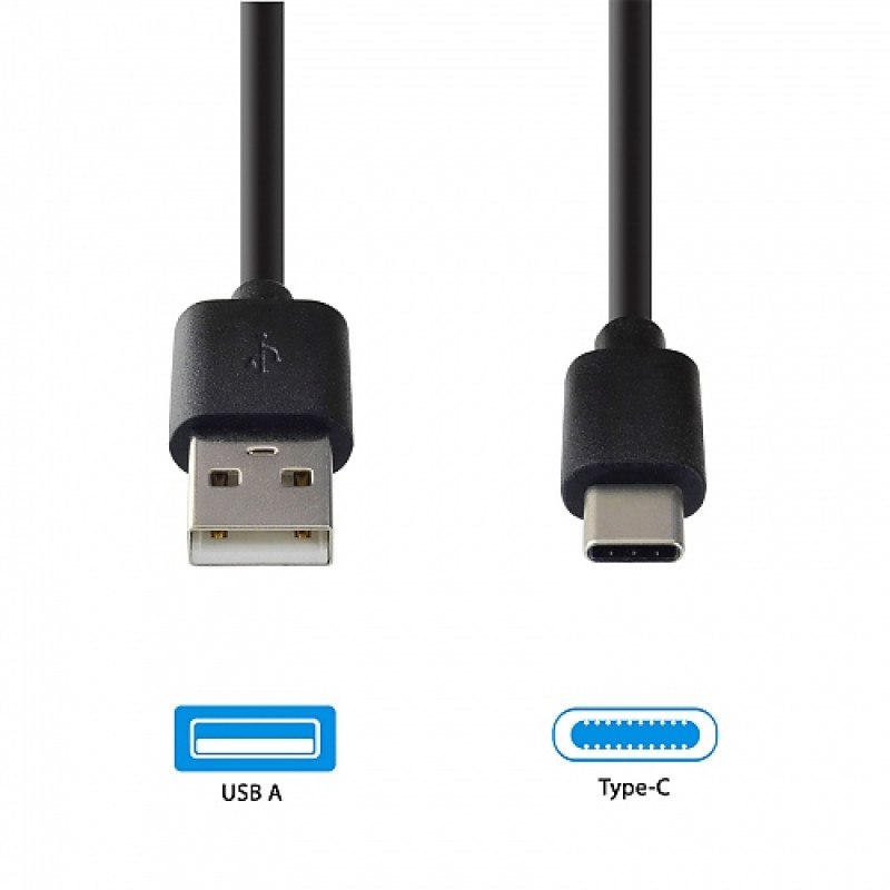 Emporia DATA-TC-GNG-B USB-A uz USB-C kabelis 1 m Melns