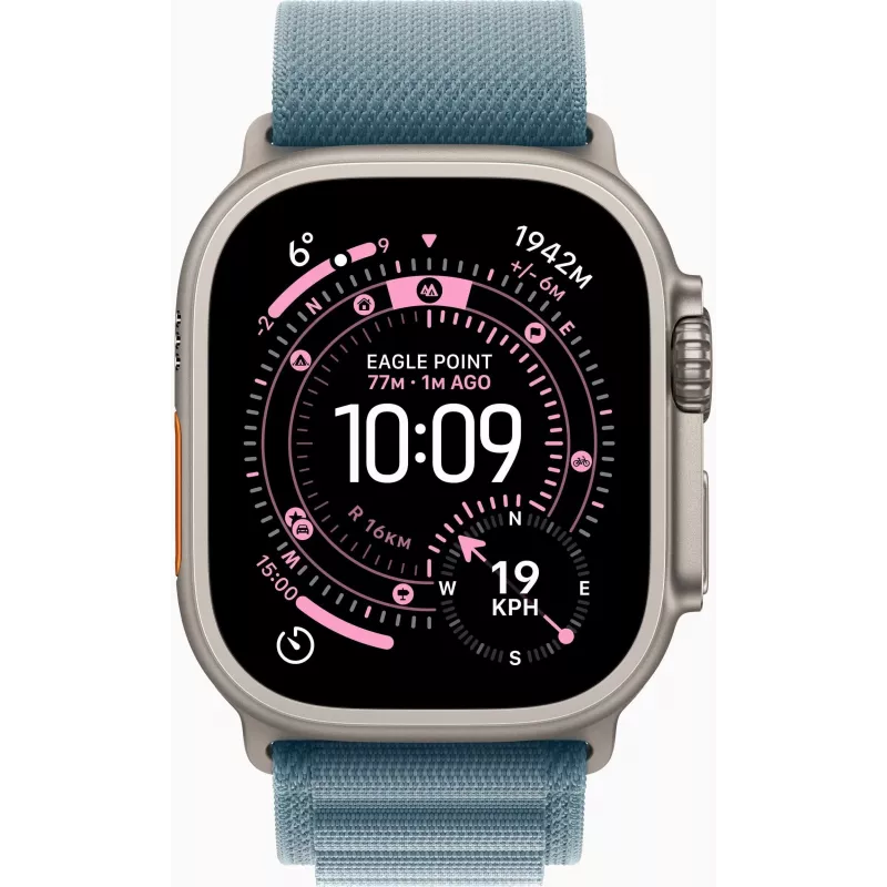 Apple Watch Ultra 3 GPS + Cellular 49mm Natural Titanium Case ar Blue/Bright Blue Trail Loop - M/L