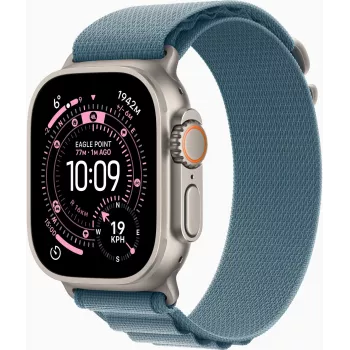 Apple Watch Ultra 3 GPS + Cellular 49mm Natural Titanium Case ar Blue/Bright Blue Trail Loop - M/L