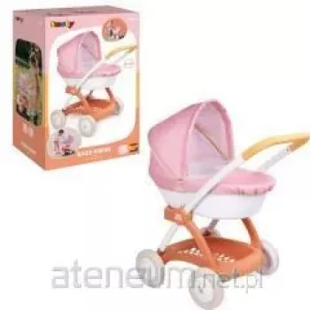 SMOBY Baby Nurse Stroller - Rozā un pelēka leļļu ratiņi bērniem no 18 mēnešiem