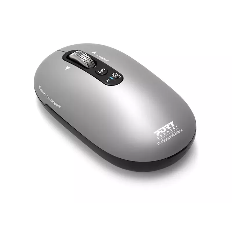 PORT Designs PORT Connect Professional PURE bezvadu uzlādējama pele - optiskā - 4 pogas - 2,4 GHz, Bluetooth - USB uztvērējs - melna