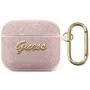 Guess GUA3SASMP Saffiano Script Metal Collection aizsargmaciņš Apple AirPods 3. paaudzei, rozā