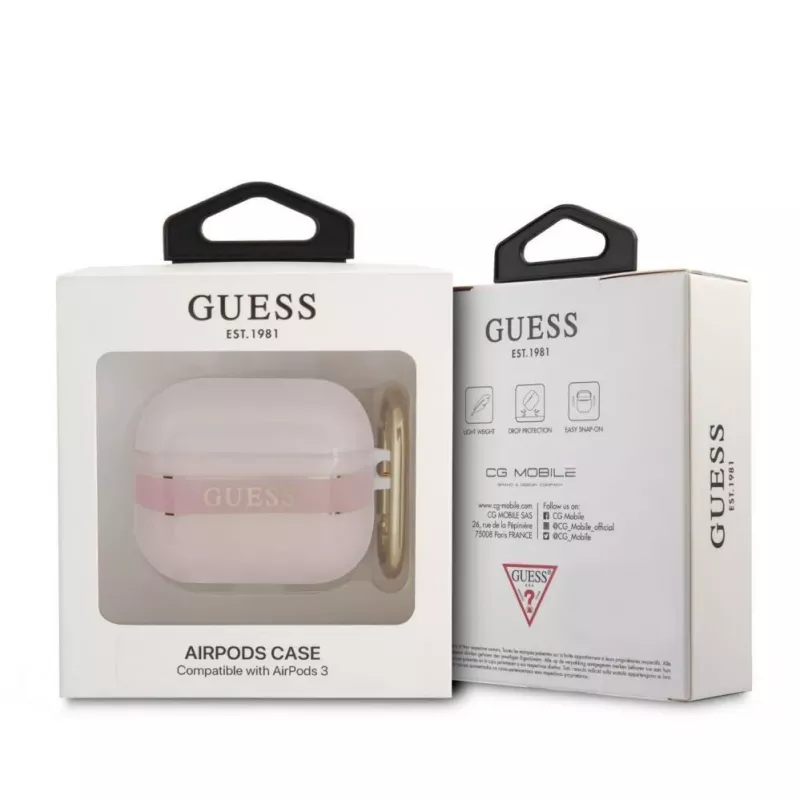 Guess GUA3HHTSP Strap Collection Silikona Maciņš AirPods 3 - Rozā