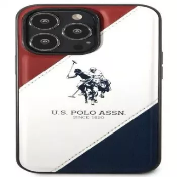 U.S. POLO ASSN. USHCP14XPSO3 Tricolor Embossed Case for iPhone 14 Pro Max 6.7 inch White