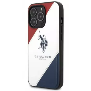 U.S. POLO ASSN. USHCP14XPSO3 Tricolor Embossed Case for iPhone 14 Pro Max 6.7 inch White