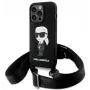 Karl Lagerfeld KLHCP15XSCBSKNK iPhone 15 Pro Max 6.7 inch cietais maciņš Black Crossbody Silicone Ikonik