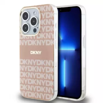 DKNY DKHMP15LHRHSEP Cietais vāciņš iPhone 15 Pro, 6,1 inch, Rozā, Mono & Stripe raksts, MagSafe