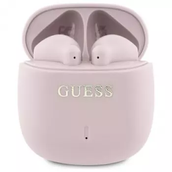 Guess Printed Classic Logo - Bluetooth TWS austiņas + uzlādes futrālis (Rozā)