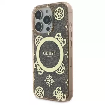 Guess GUHMP16LH4PYEEW Hardcase Apple iPhone 16 Pro 6.3 inch Brūns Peony On 4G Background MagSafe