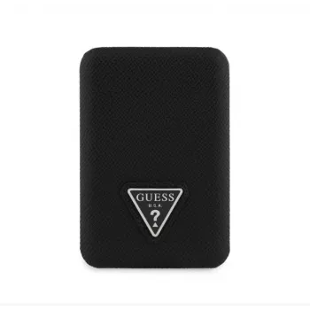 Guess Grained Triangle bezvadu barošanas banka 5000mAh 15W USB-C MagSafe Melna