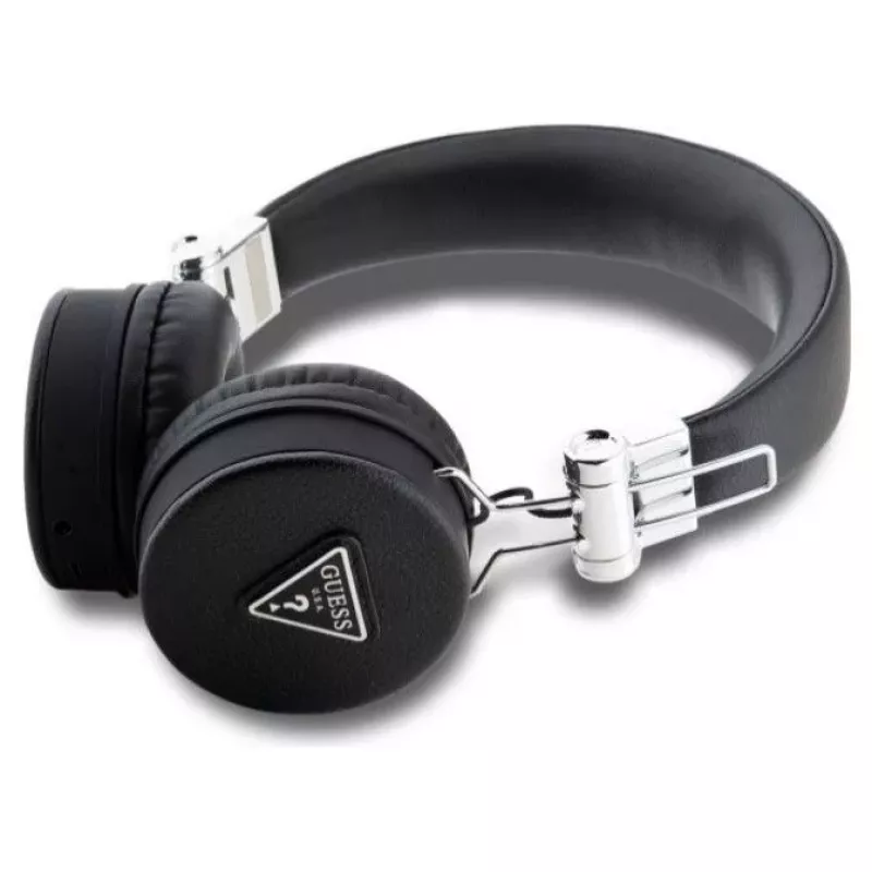 Guess Grained Classic Round Shape Wireless Bluetooth Over-Ear Headphones ar ENC (Melns)