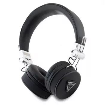 Guess Grained Classic Round Shape Wireless Bluetooth Over-Ear Headphones ar ENC (Melns)