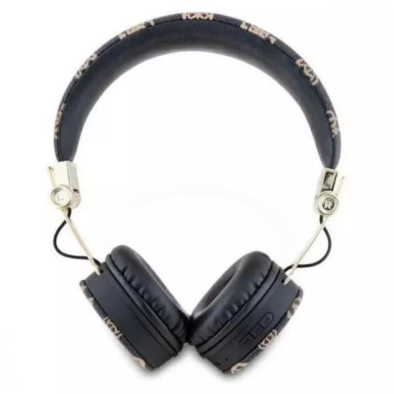 Guess Peony Script Round Shape Wireless Over-Ear Headphones ar Bluetooth 5.3 un ENC (Melns)