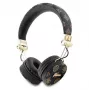 Guess Peony Script Round Shape Wireless Over-Ear Headphones ar Bluetooth 5.3 un ENC (Melns)