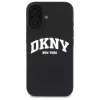 DKNY DKHMP16SSNYACH Cietais vāciņš Apple iPhone 16 6,1 collu melns silikons ar baltu apdrukātu logotipu MagSafe