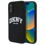 DKNY DKHMP16SSNYACH Cietais vāciņš Apple iPhone 16 6,1 collu melns silikons ar baltu apdrukātu logotipu MagSafe