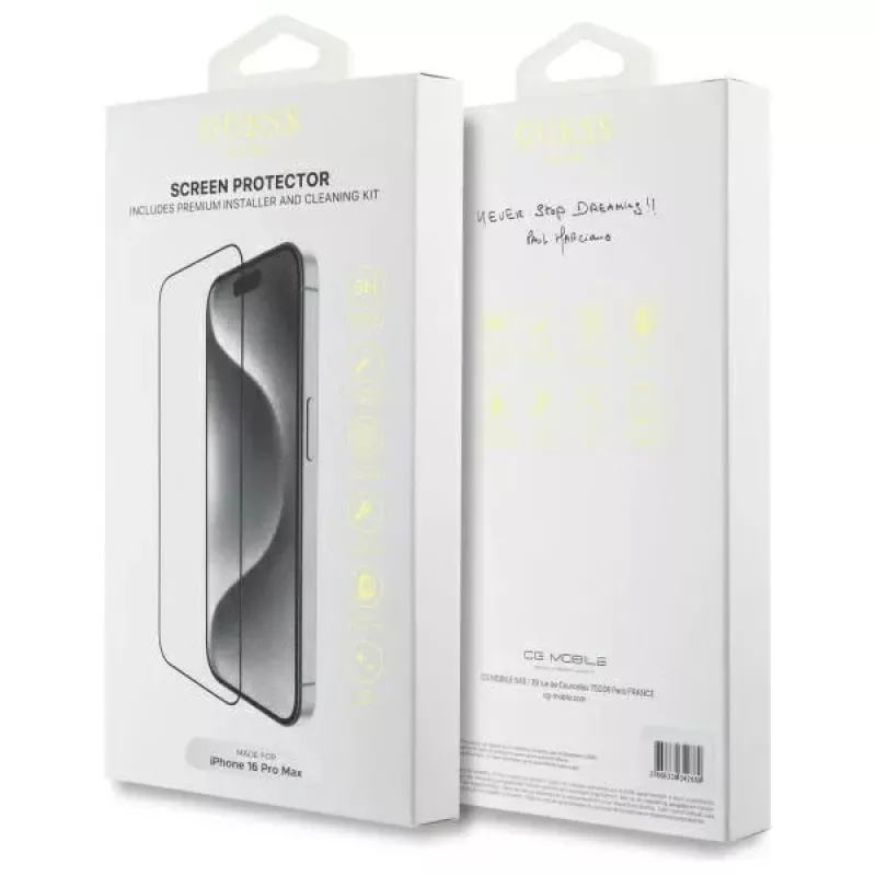 Guess GUTGP16XBOKGCIT iPhone 16 Pro Max 6.9 collu ekrāna aizsargs 2.5D Outline - rūdīts stikls