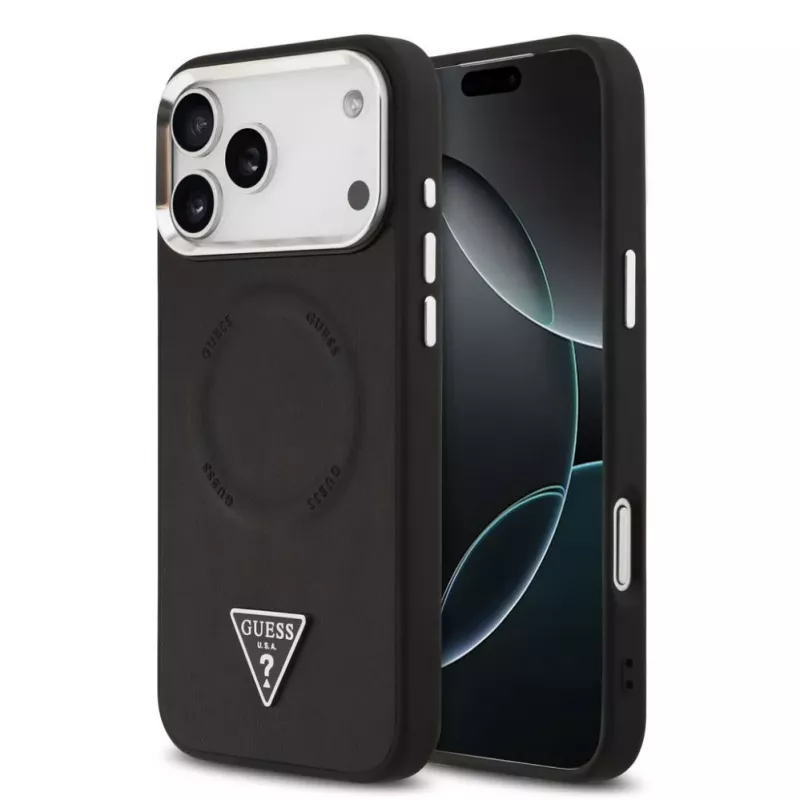 Guess Triangle Logo MagSafe Macītis iPhone 17 Pro Max (Melns)