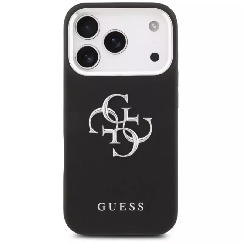 Guess Grained Big 4G Classic Logo Maciņš Apple iPhone 17 Pro, Melns
