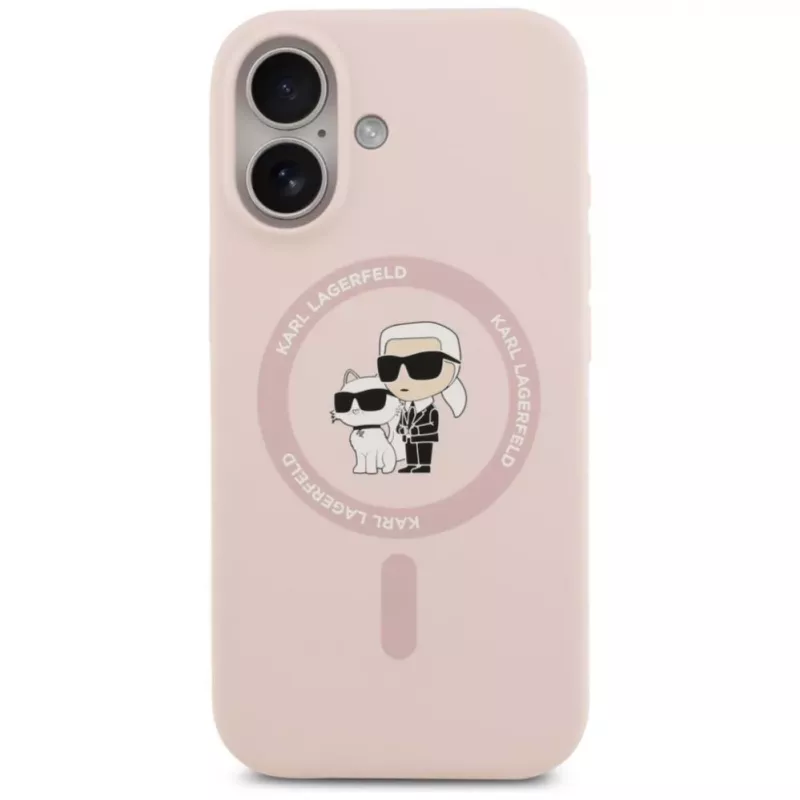 KARL LAGERFELD Silikona maciņš Karl&Choupette Ring MagSafe iPhone 17 rozā