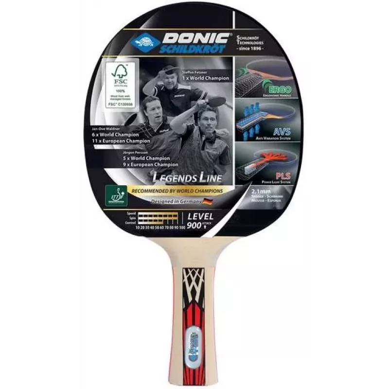 Donic Schildkröt Legends 900 galda tenisa rakete Melns/Sarkans Koks