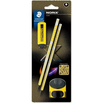 STAEDTLER Noris 181 Zīmuļu komplekts HB ar dzēšgumiju un asināmo melns/dzeltens (2 iepakojums)