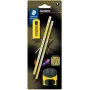 STAEDTLER Noris 181 Zīmuļu komplekts HB ar dzēšgumiju un asināmo melns/dzeltens (2 iepakojums)