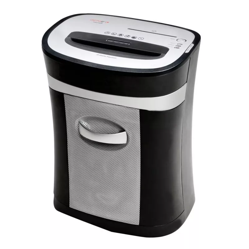Genie 1501 XCD Cross-Cut Paper Shredder, 10 Sheets, 21 L, Black/Silver