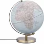 TROIKA Globus STELLAR LIGHT TOUCH Political World Globe ar LED gaismu, pieskāriena sensoru, USB barošanu, gaiši zils, sudraba pamatne, 14 cm diametrs