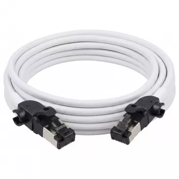 Synergy21 Patch Cable RJ45, CAT6A 500MHz, 2m, White, S/FTP, Slimline Round d=4.5mm, TPE/LSZH (Superflex), AWG28, with CAT7 Raw Connector, Rotatable Connector