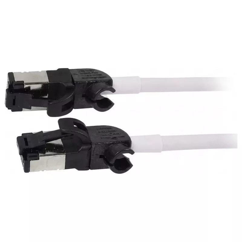 Synergy21 Patch Cable RJ45, CAT6A 500MHz, 5m, White, S/FTP, Slimline Round d=4.5mm, TPE/LSZH (Superflex), AWG28, with CAT7 Raw Cable, Rotatable Connector