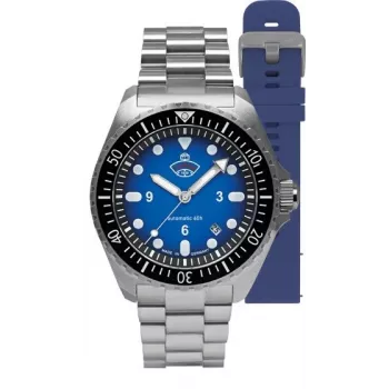 Ruhla 1929 NVA Kommando 4960M-3 SET Automātiskais Pulkstenis 40mm Melns Ciparnīca Ādas un NATO Siksniņa