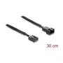 Delock Fan Extension Cable PWM Male to Female 4 Pin with Braided Sleeving 30 cm Black